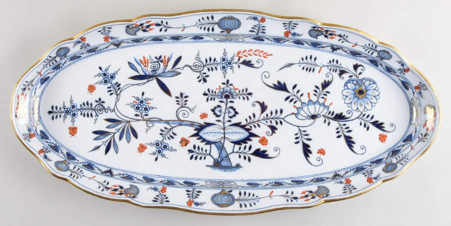 Blue Onion Rich 23" Fish Platter by Meissen (Germany)-1