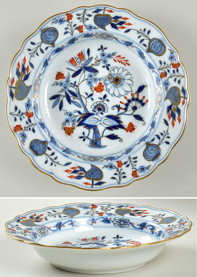Blue Onion Rich Large Rim Soup Bowl by Meissen (Germany)-1
