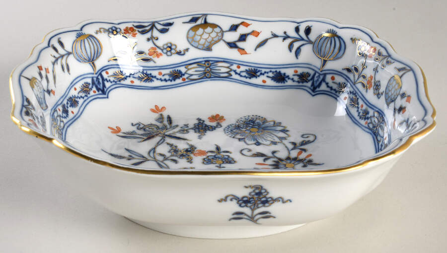 Blue Onion Rich 8" Square Vegetable Bowl by Meissen (Germany)-1