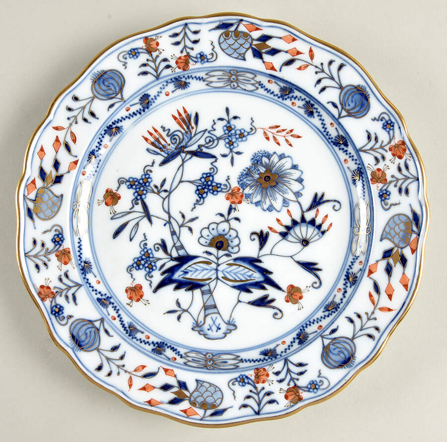 Blue Onion Rich Salad Plate by Meissen (Germany)-1