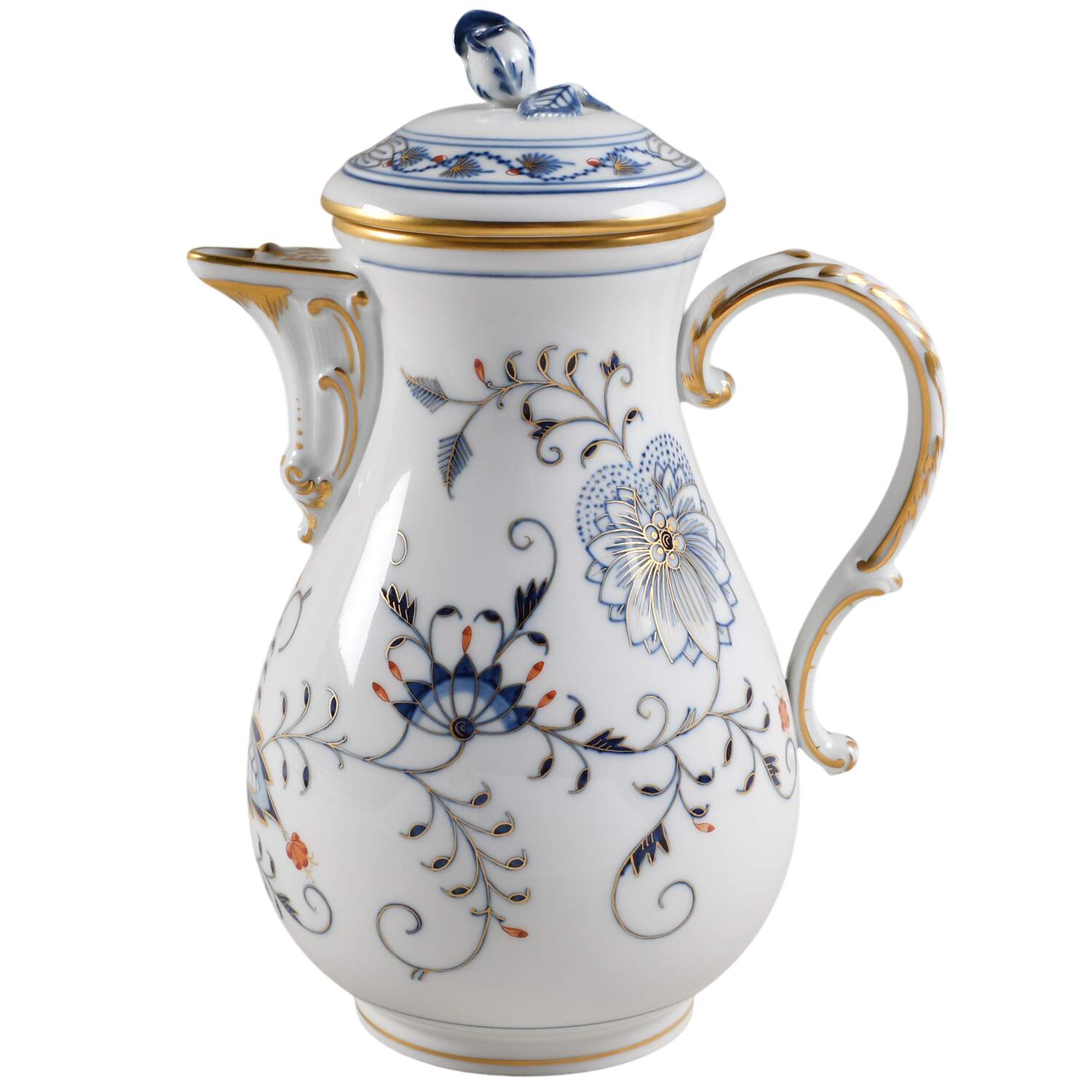 Blue Onion Rich Coffee Pot & Lid by Meissen (Germany)-1