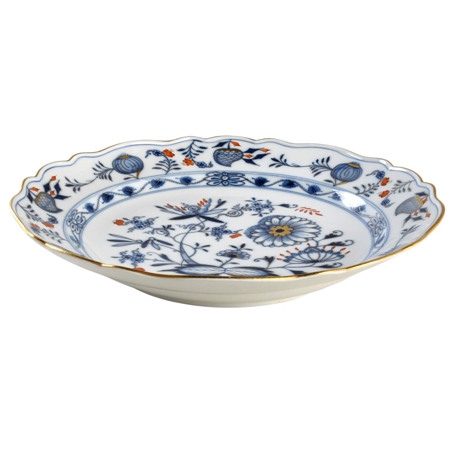 Blue Onion Rich 13" Deep Round Platter by Meissen (Germany)-1
