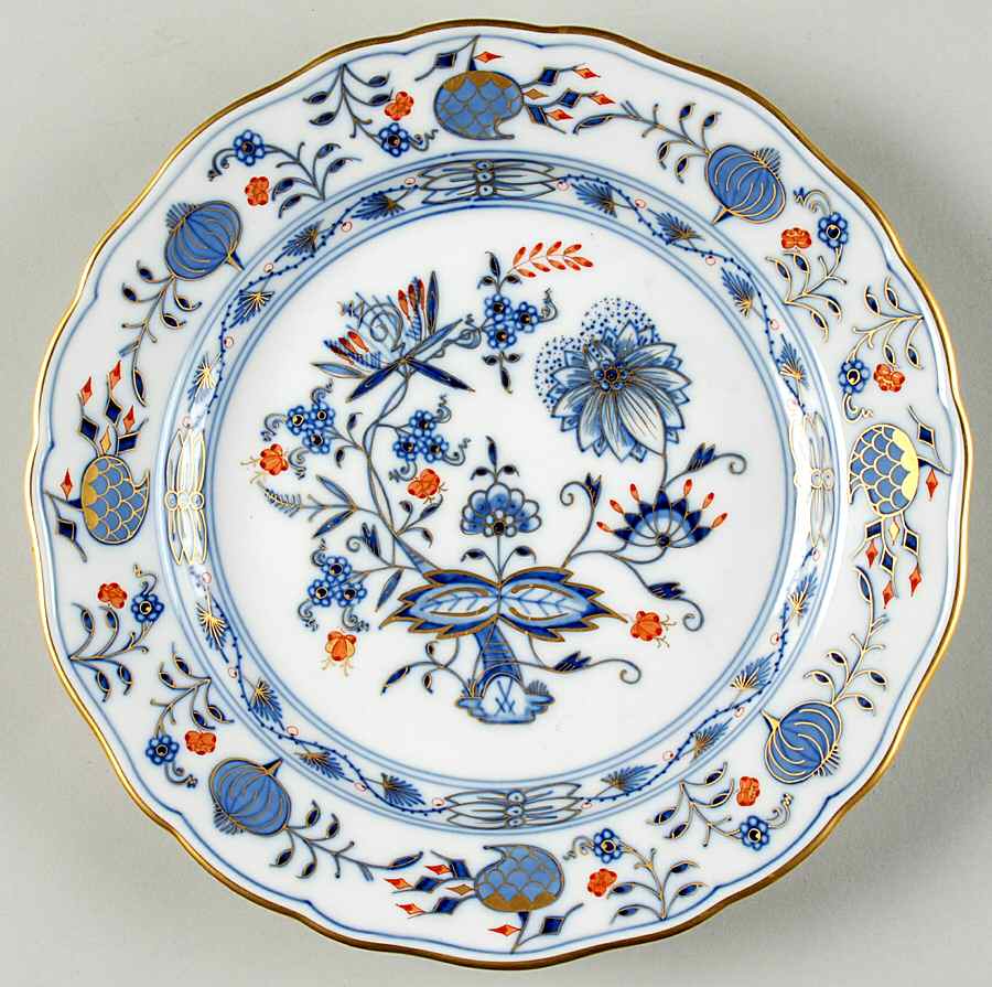 Blue Onion Rich Dessert/Pie Plate by Meissen (Germany)-1