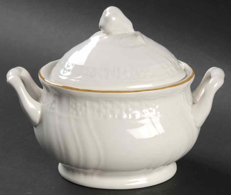 Elegant White Sugar Bowl & Lid by Mikasa-1