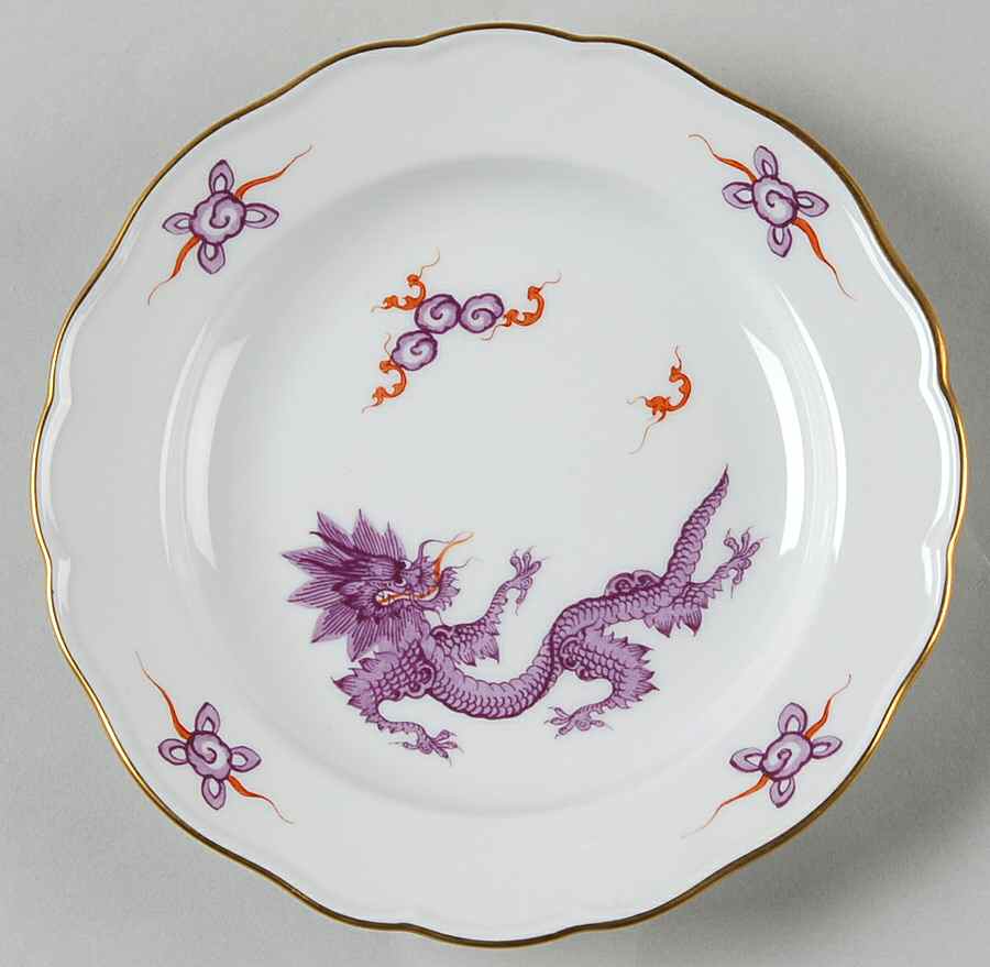 Ming Dragon Amethyst (Ornate, No Band Border) Small Bread & Butter Plate by Meissen (Germany)-1
