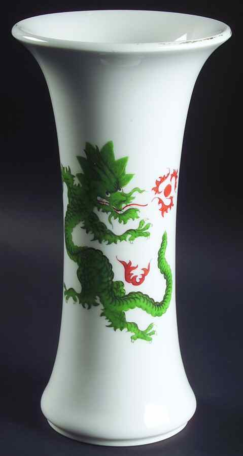 Ming Dragon Green (Ornate, No Band Border 9" Vase by Meissen (Germany)-1