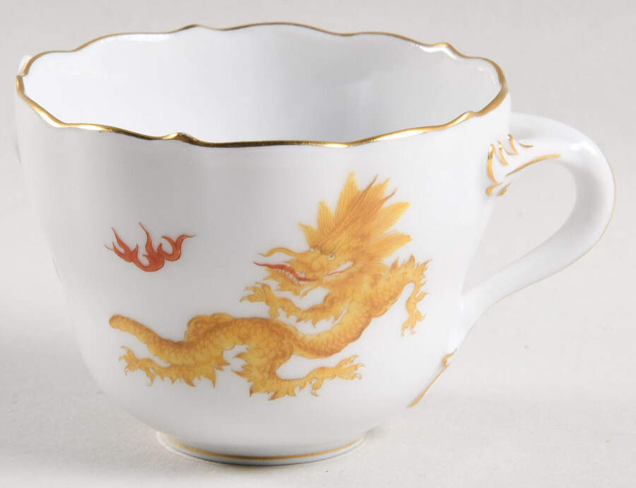 Ming Dragon Lifestyle Yellow Flat Demitasse Cup by Meissen (Germany)-1