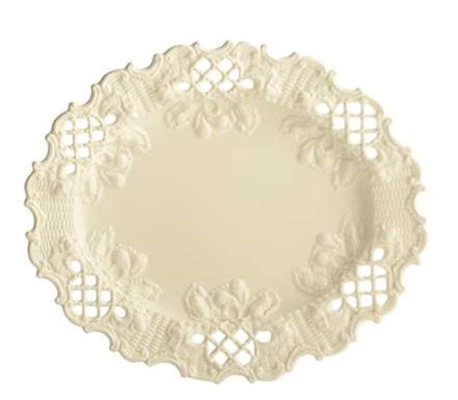 Longton Hall 11" Pierced Oval Serving Platter by Mottahedeh-1