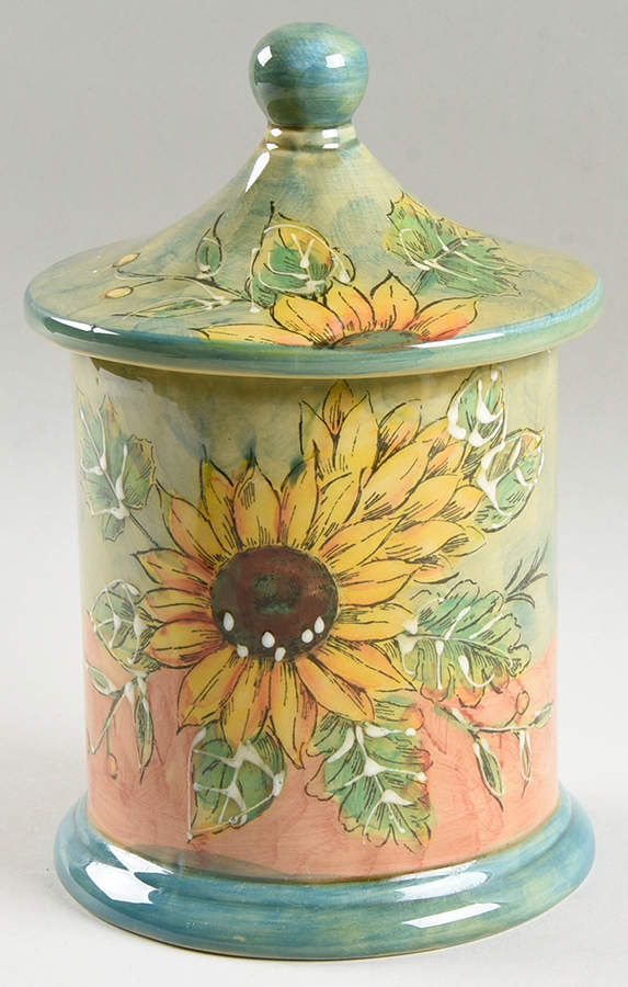 Terra Cotta Sunflower Small Canister & Lid by Maxcera Corp-1