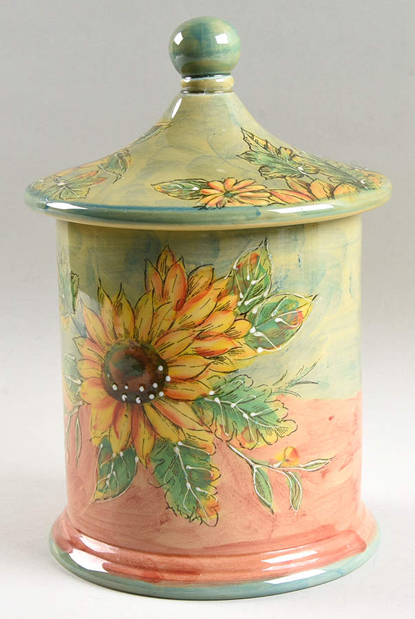 Terra Cotta Sunflower Medium Canister & Lid by Maxcera Corp-1