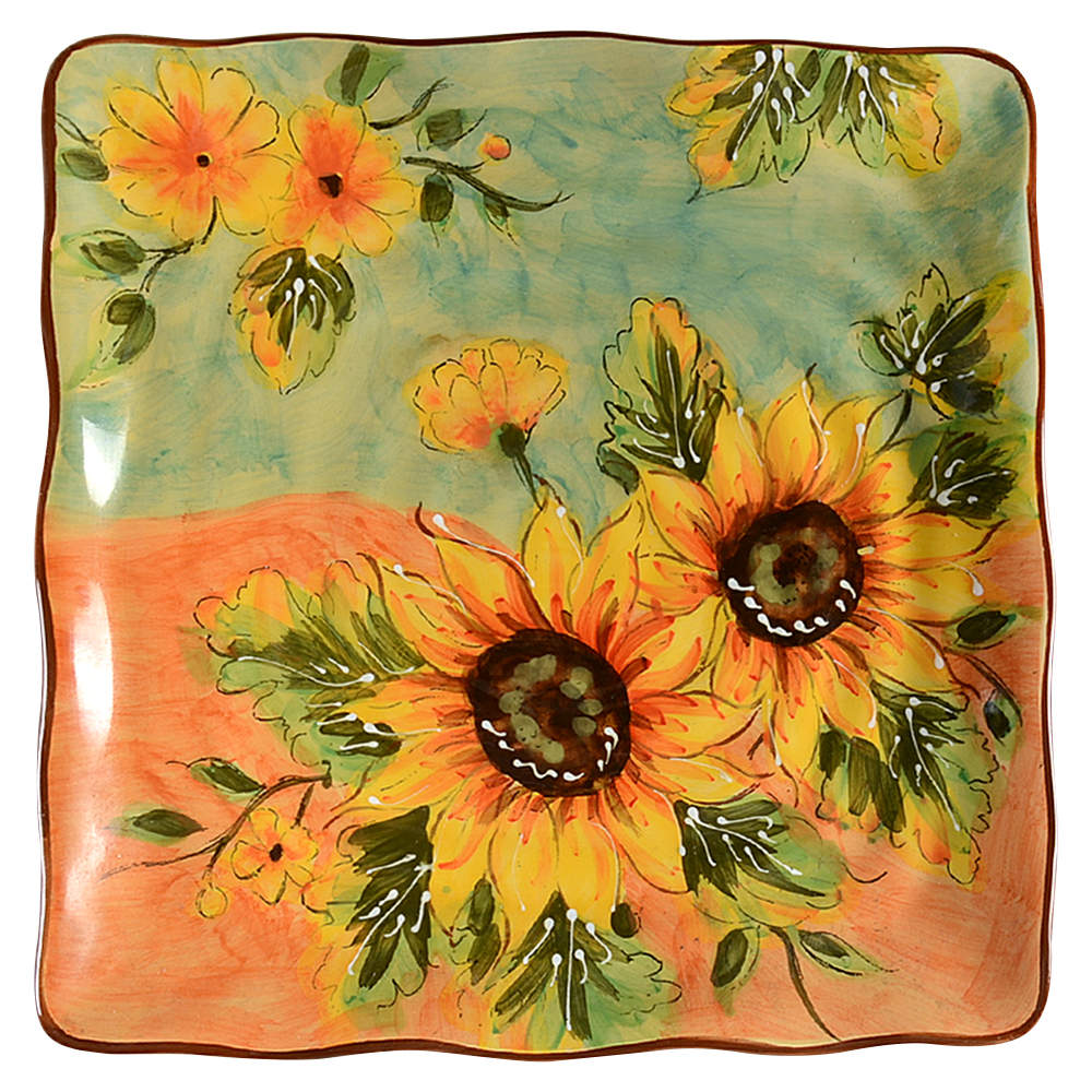 Terra Cotta Sunflower Square Salad Plate by Maxcera Corp-1