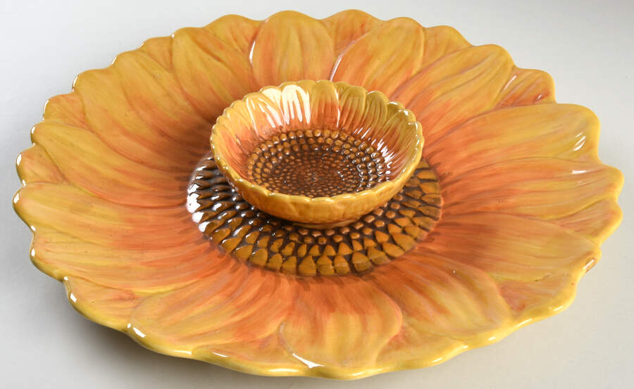 Terra Cotta Sunflower 1 Piece Chip & Dip by Maxcera Corp-1