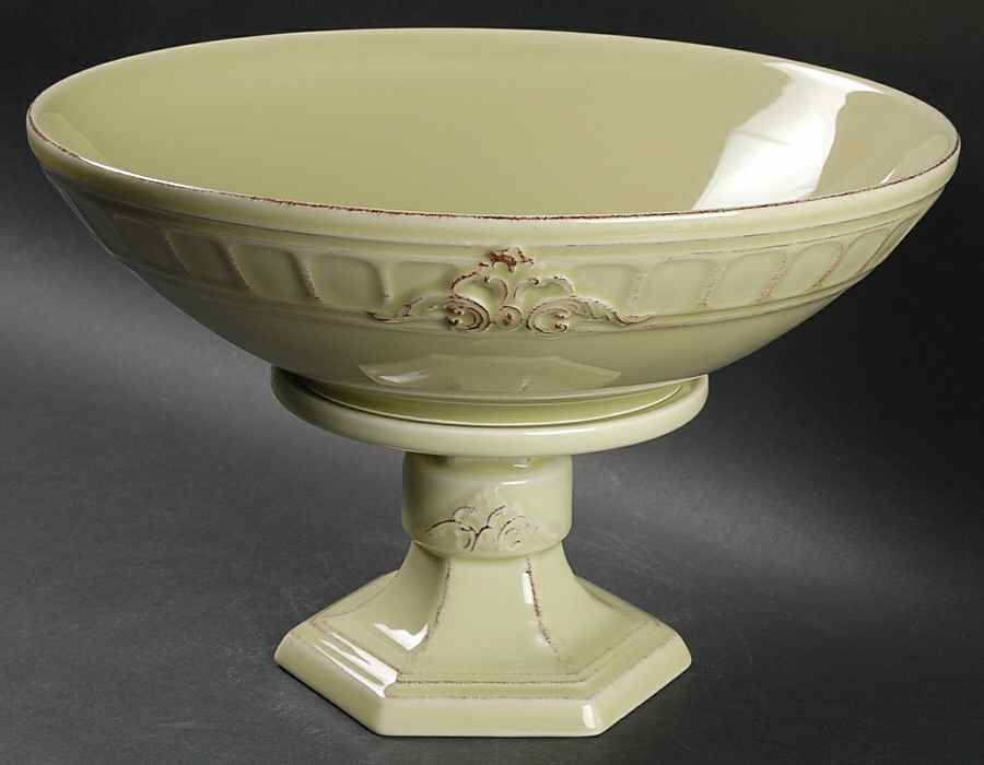 Venice Green Large Footed Fruit Bowl by Matceramica-1