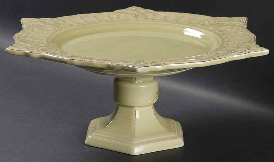Venice Green 13" Diameter Pedestal Cake Stand by Matceramica-1