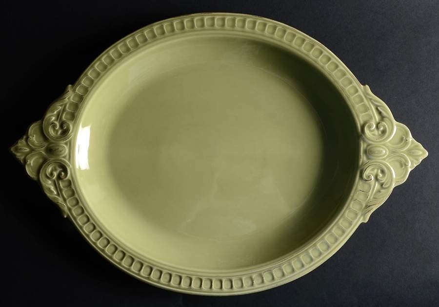 Venice Green 19" Oval Serving Platter by Matceramica-1