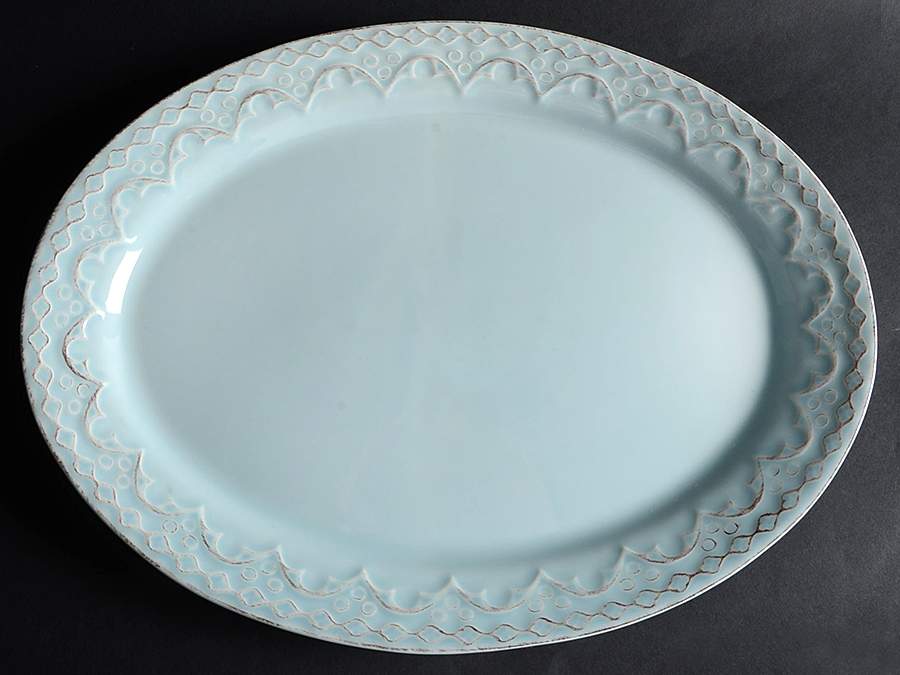 Batalha Blue 15" Oval Serving Platter by Matceramica-1