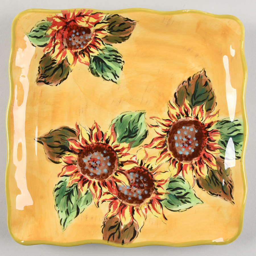 Golden Sunflower Square Salad Plate by Maxcera Corp-1