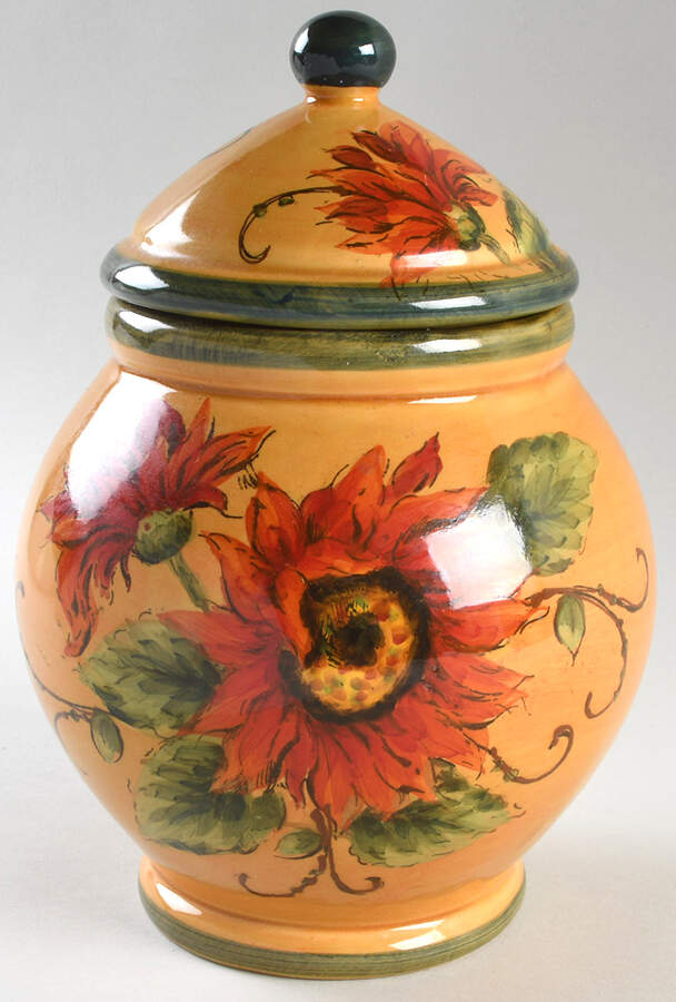 Golden Sunflower Large Canister & Lid by Maxcera Corp-1