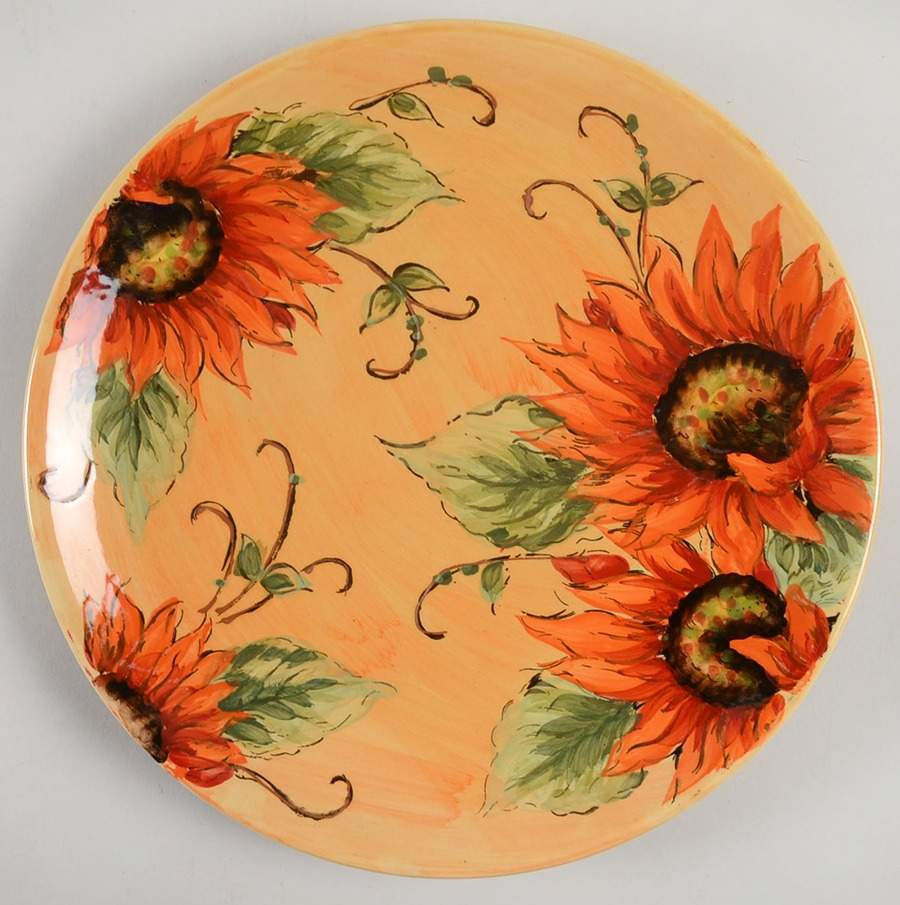 Golden Sunflower Dinner Plate by Maxcera Corp-1