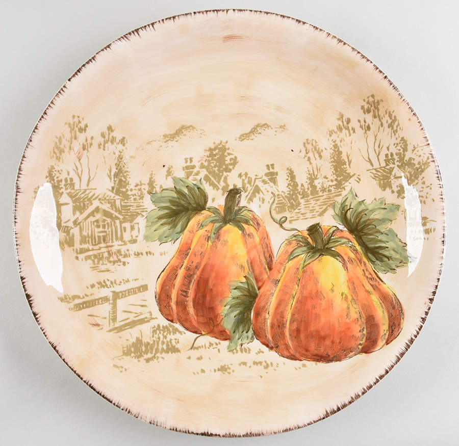 Pumpkin Fest (Beige Body) 13" Chop Plate (Round Platter) by Maxcera Corp-1