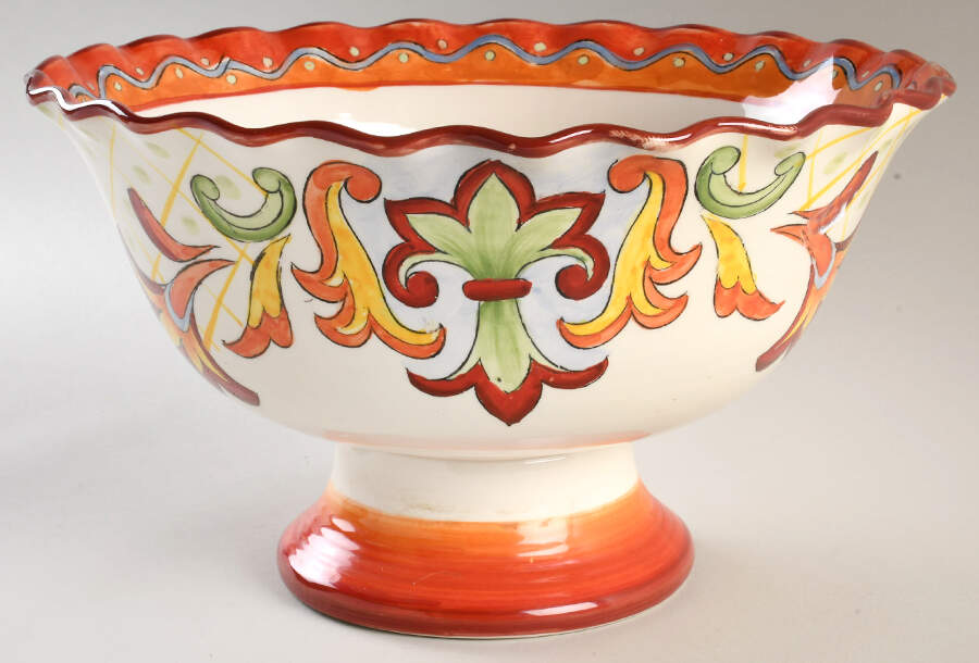 Orange Gold Talavera Footed Bowl by Maxcera Corp-1
