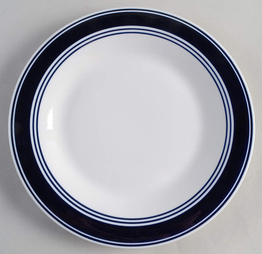 Casual Banded Cobalt Blue Dinner Plate by Mainstays-1