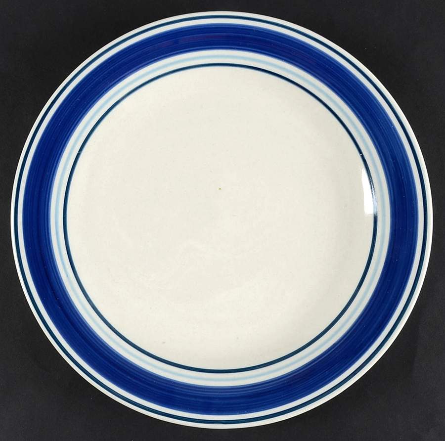 Casual Banded Royal Blue Dinner Plate by Mainstays-1