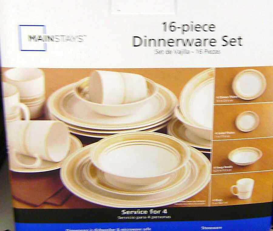 Casual Banded Yellow Dinner Plate by Mainstays-1
