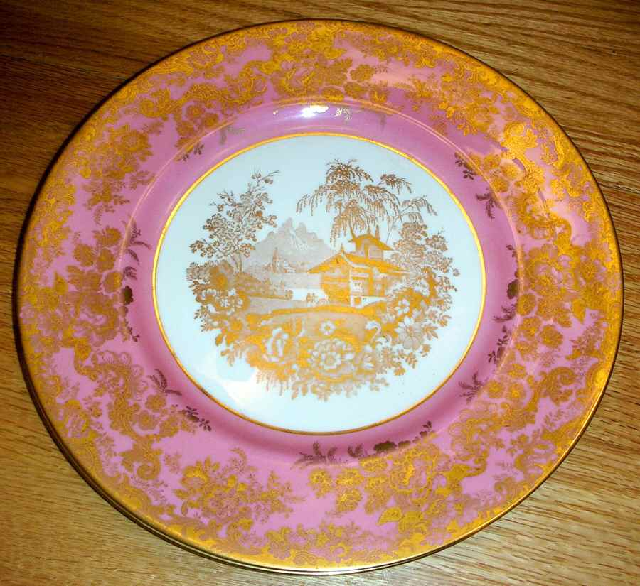 Genevese Gold and Pink (Smooth) Dinner Plate by Minton-1
