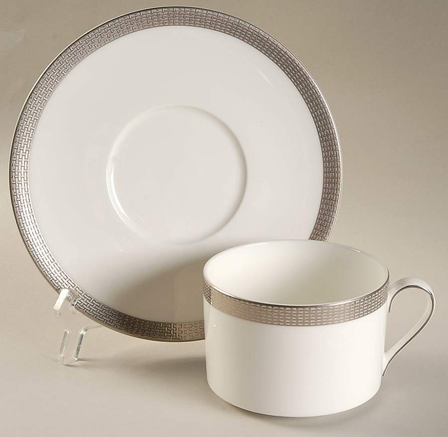 Woven Cable Platinum Flat Cup & Saucer Set by Mikasa-1