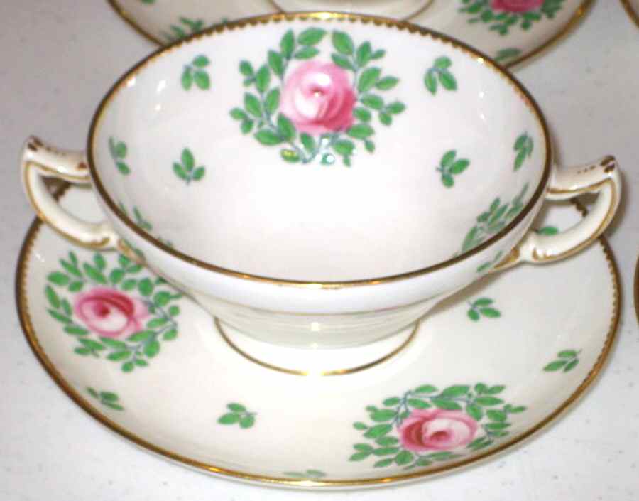 Oa632 Footed Cream Soup Bowl & Saucer Set by Minton-1