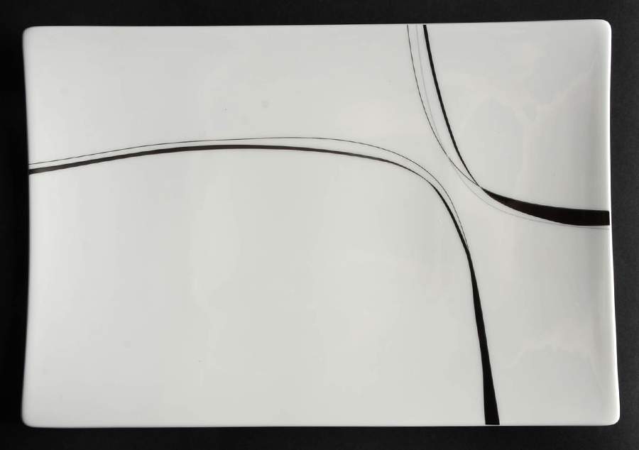 Modernist Black 12" Rectangular Serving Platter by Mikasa-1