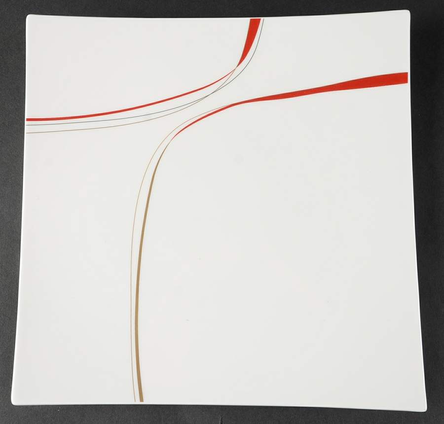 Modernist Red Square Dinner Plate by Mikasa-1