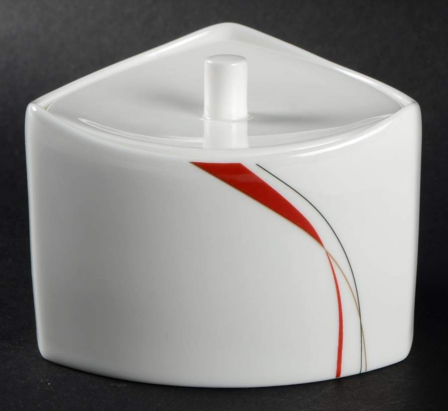 Modernist Red Sugar Bowl & Lid by Mikasa-1