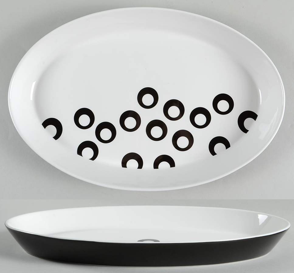 Circle Chic Black 14" Oval Serving Platter by Mikasa-1