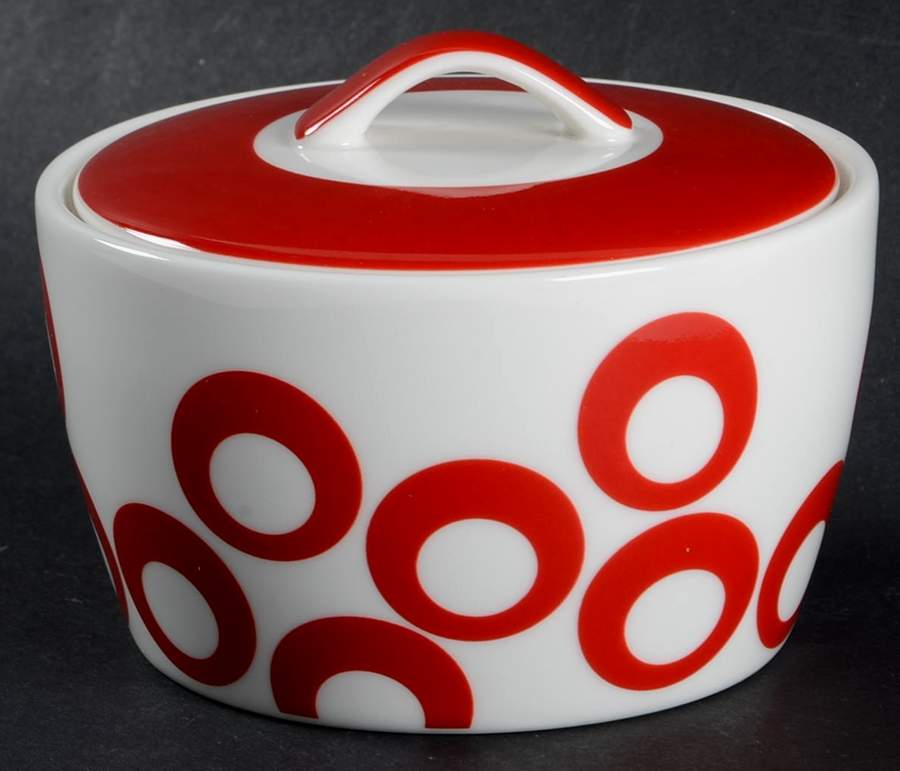 Circle Chic Red Sugar Bowl & Lid by Mikasa-1