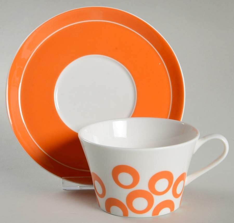 Circle Chic Orange Flat Cup & Saucer Set by Mikasa-1