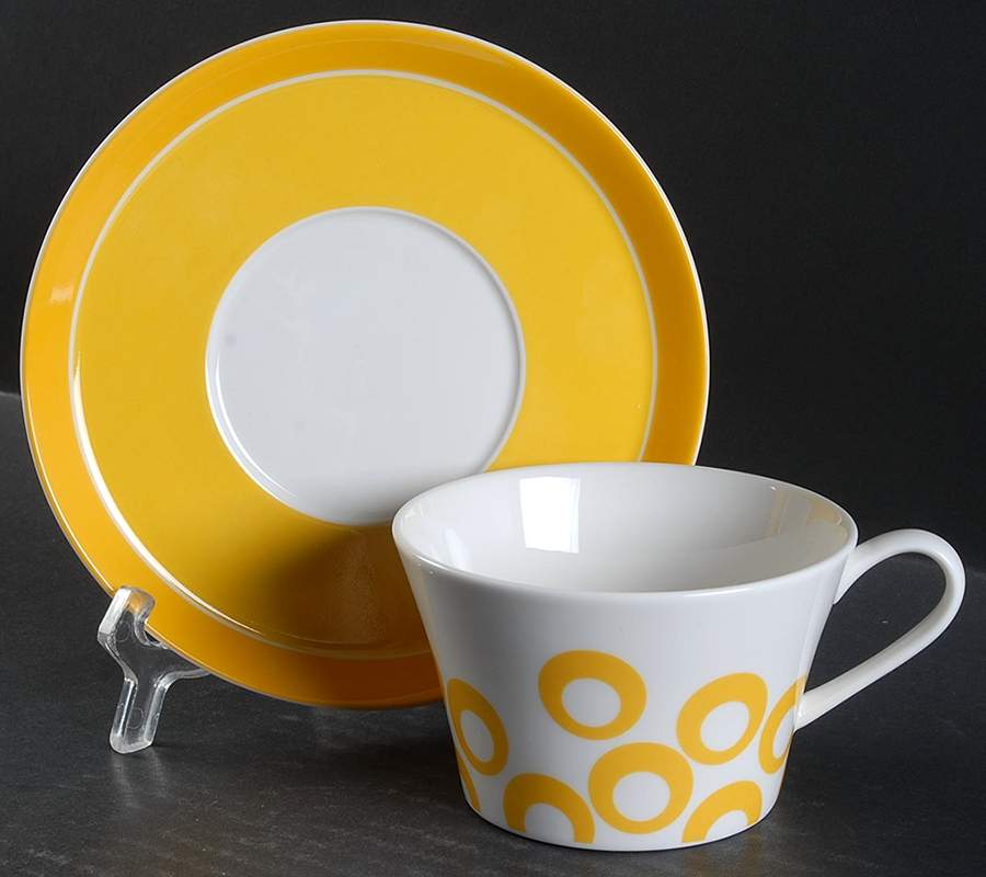 Circle Chic Yellow Flat Cup & Saucer Set by Mikasa-1
