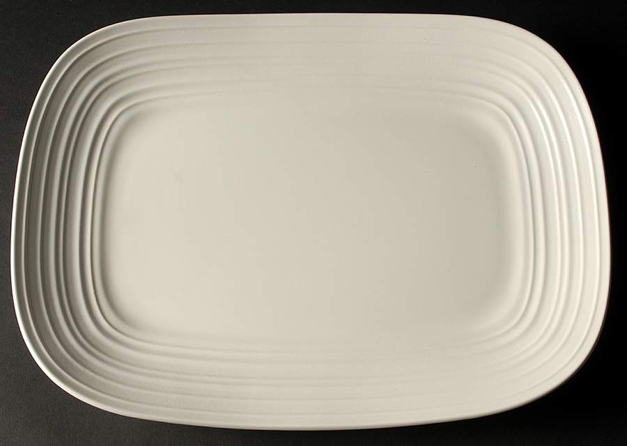 Swirl Square White 15" Rectangular Serving Platter by Mikasa-1