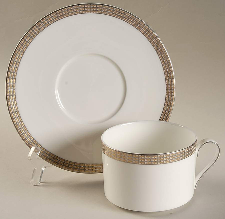 Woven Cable Gold Flat Cup & Saucer Set by Mikasa-1