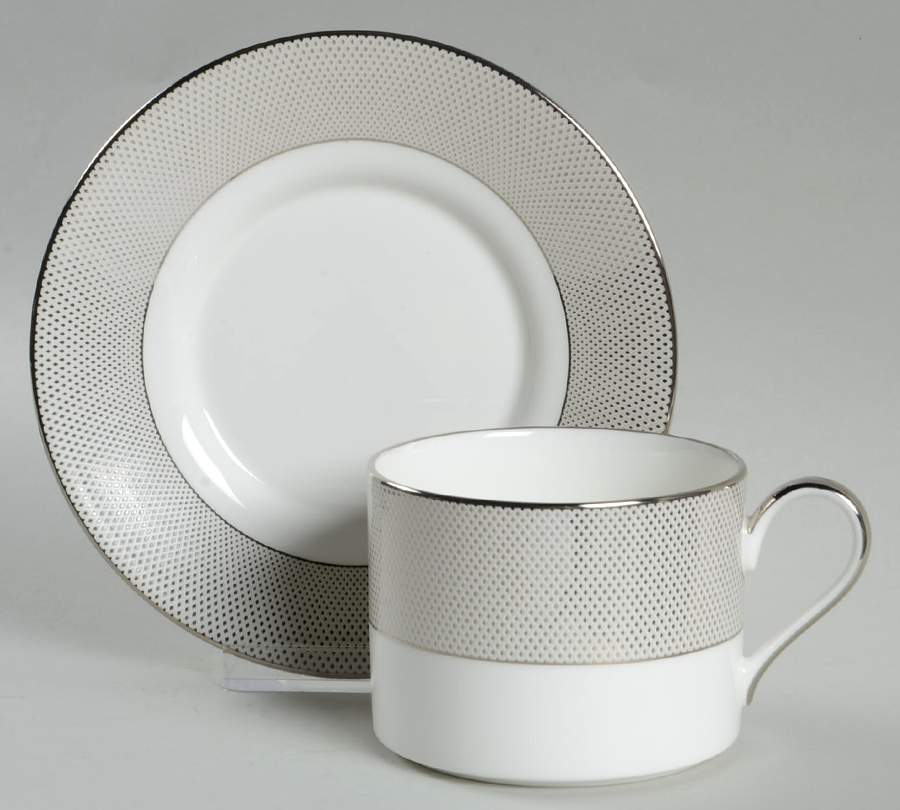 Confetti Platinum Flat Cup & Saucer Set by Mikasa-1
