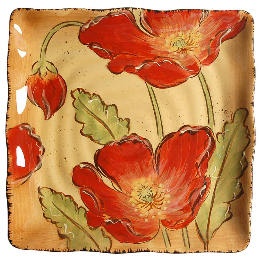 Poppy Splatter Square Salad Plate by Maxcera Corp-1