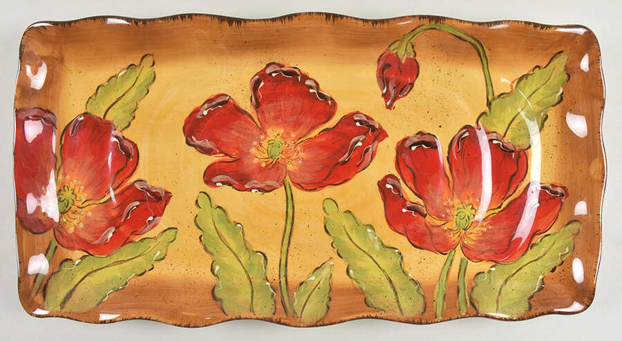 Poppy Splatter 17" Rectangular Serving Platter by Maxcera Corp-1