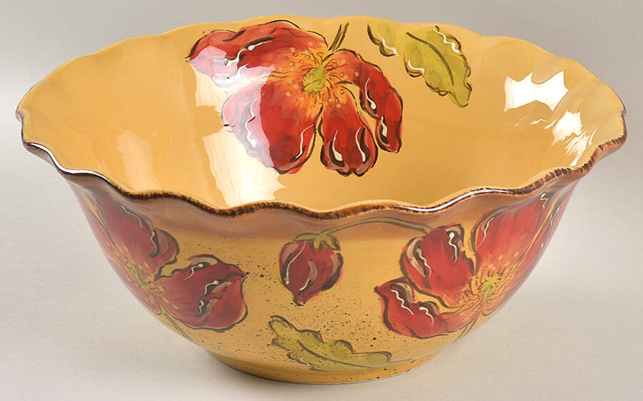 Poppy Splatter 12" Ruffled Bowl by Maxcera Corp-1