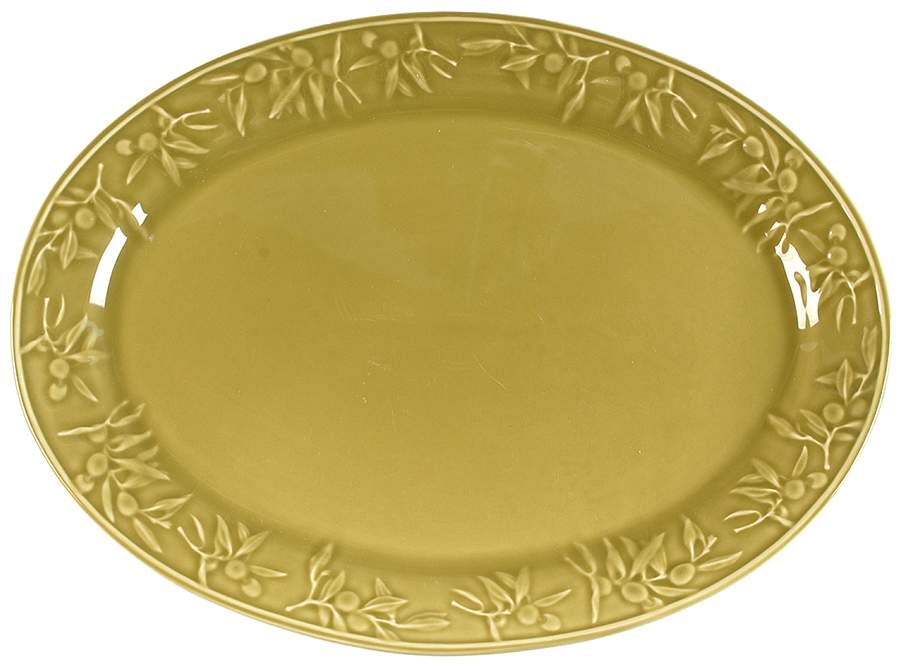 Oliva Green 15" Oval Serving Platter by Matceramica-1
