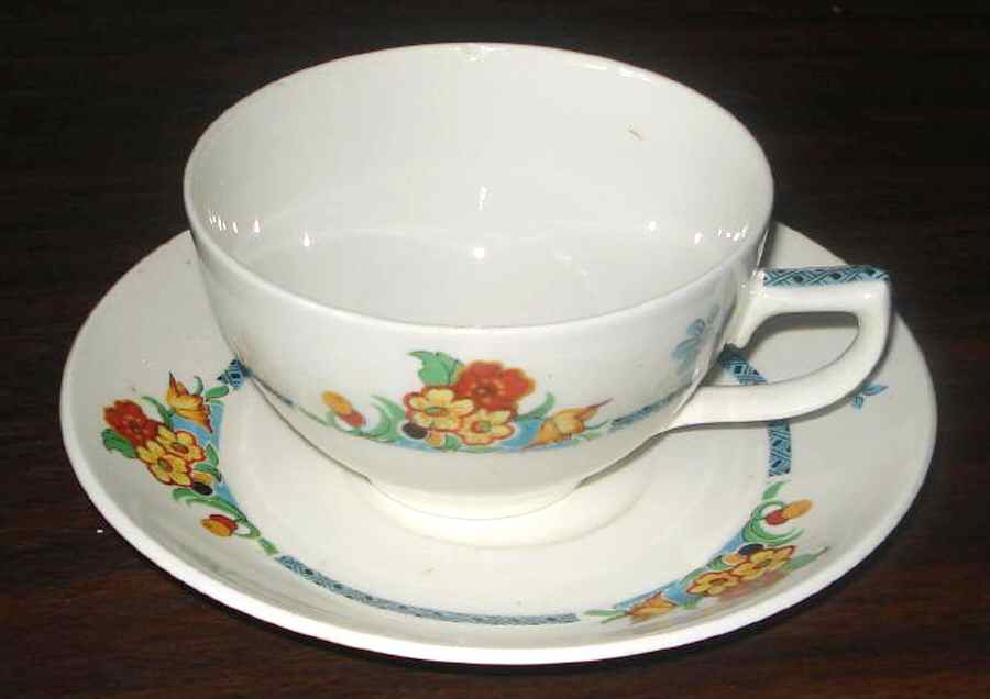 Summer Flat Cup & Saucer Set by Alfred Meakin-1