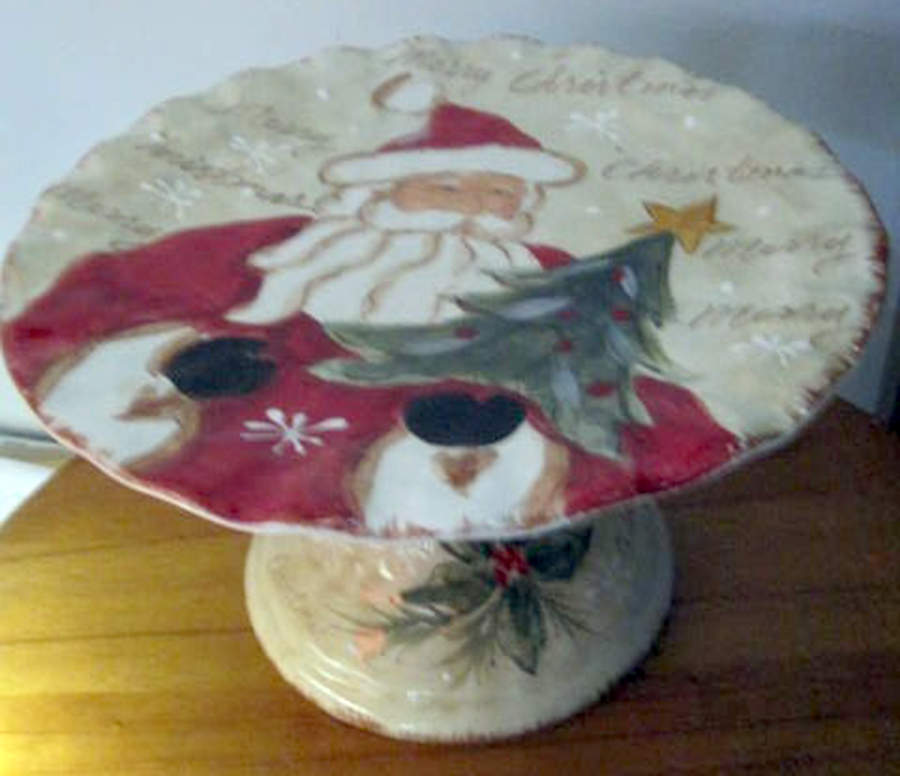 Woodland Santa 10" Diameter Pedestal Cake Stand by Maxcera Corp-1