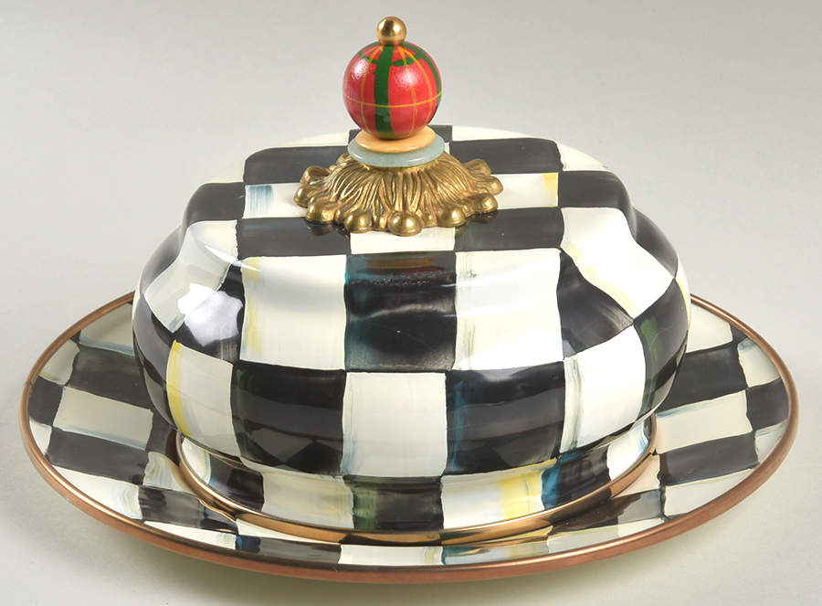 Courtly Check (Enamelware) Round Cheese Dish & Lid by MacKenzie-Childs-1