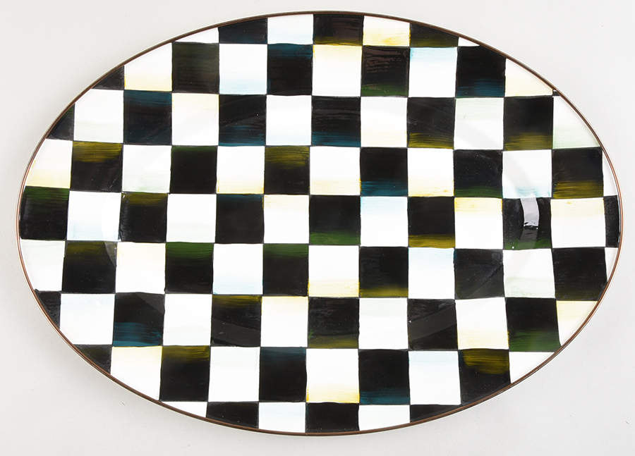 Courtly Check (Enamelware) 15" Oval Serving Platter by MacKenzie-Childs-1