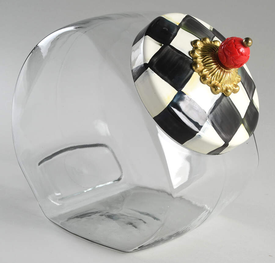 Courtly Check (Enamelware) Glassware Cookie Jar & Lid by MacKenzie-Childs-1